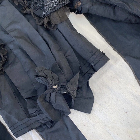 Antique Victorian Leg of Mutton Sleeve Jet Bead Silk Bodice Needlework 1890s - Picture 7 of 16